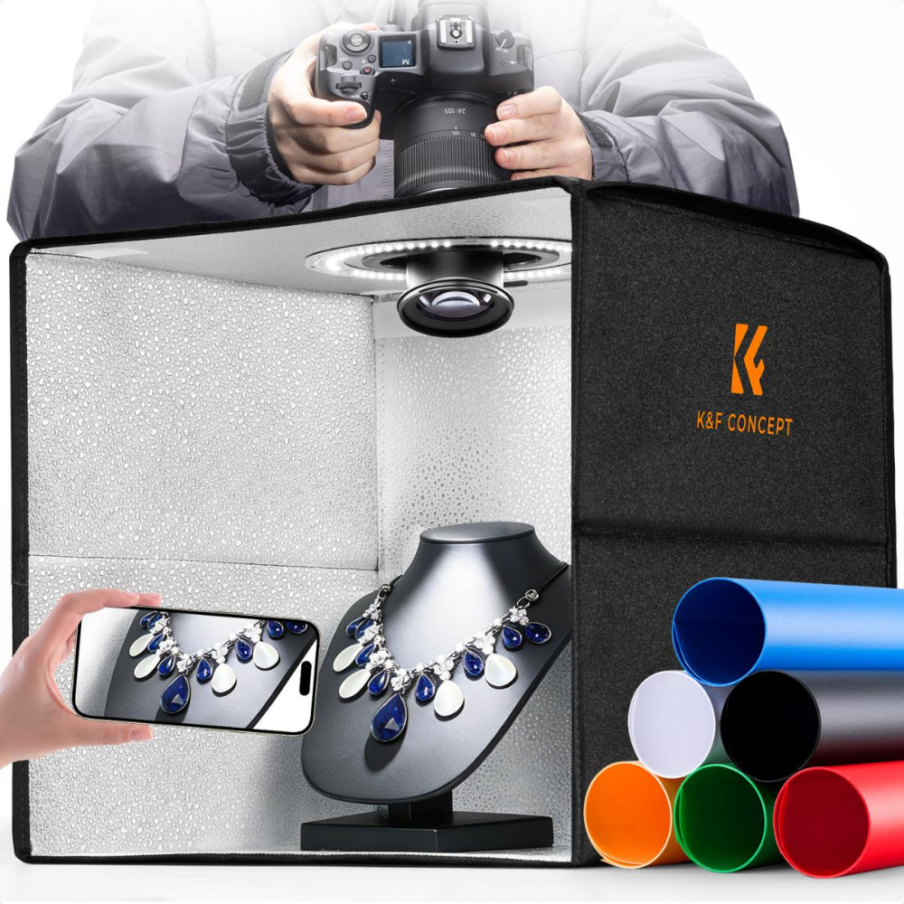 K&F Concept 30cm Professional Photo Light Box w/ 6 PVC Backdrops