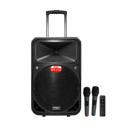KONZERT PANALO 12 Portable Trolley Speaker 350W 12" Active Speaker and 2 Wireless Microphone Kit