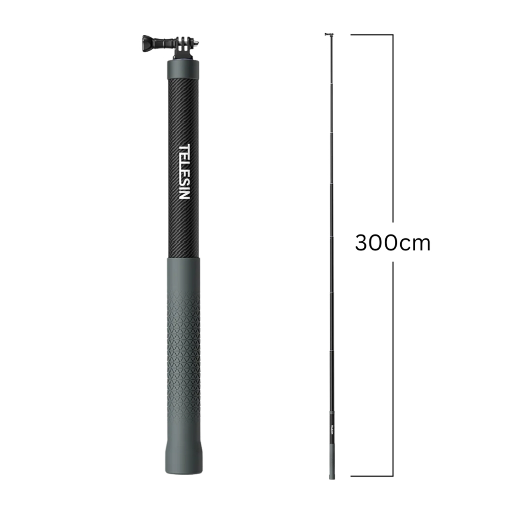 TELESIN Carbon Fiber 300cm Selfie Stick for Action Cameras
