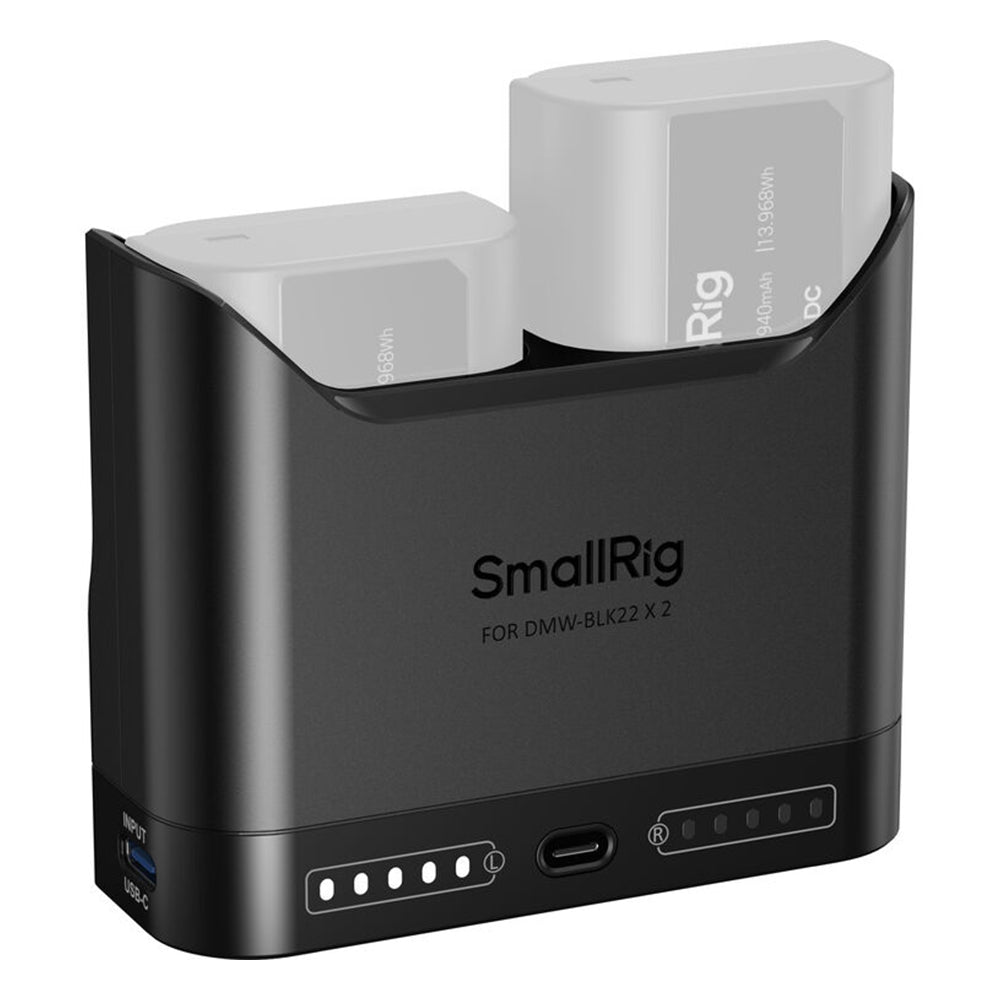 SmallRig Dual Bay Camera Battery Charger with LED Display & USB-C Fast Charging