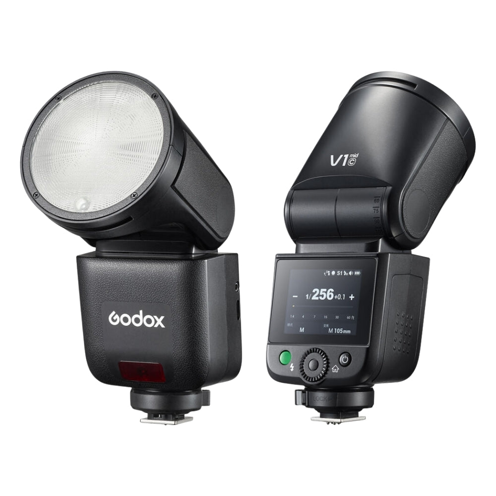 Godox V1 mid Round Head On-Camera Flash for C/S/F TTL Cameras with Up to 650 Full-Power Flashes