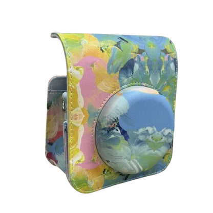 [CLEARANCE] Pikxi BMS12 Painted Style Fujifilm Instax Mini 12 Colorful Artistic PU Leather Protective Camera Case Bag with Shoulder Strap - Palm Print