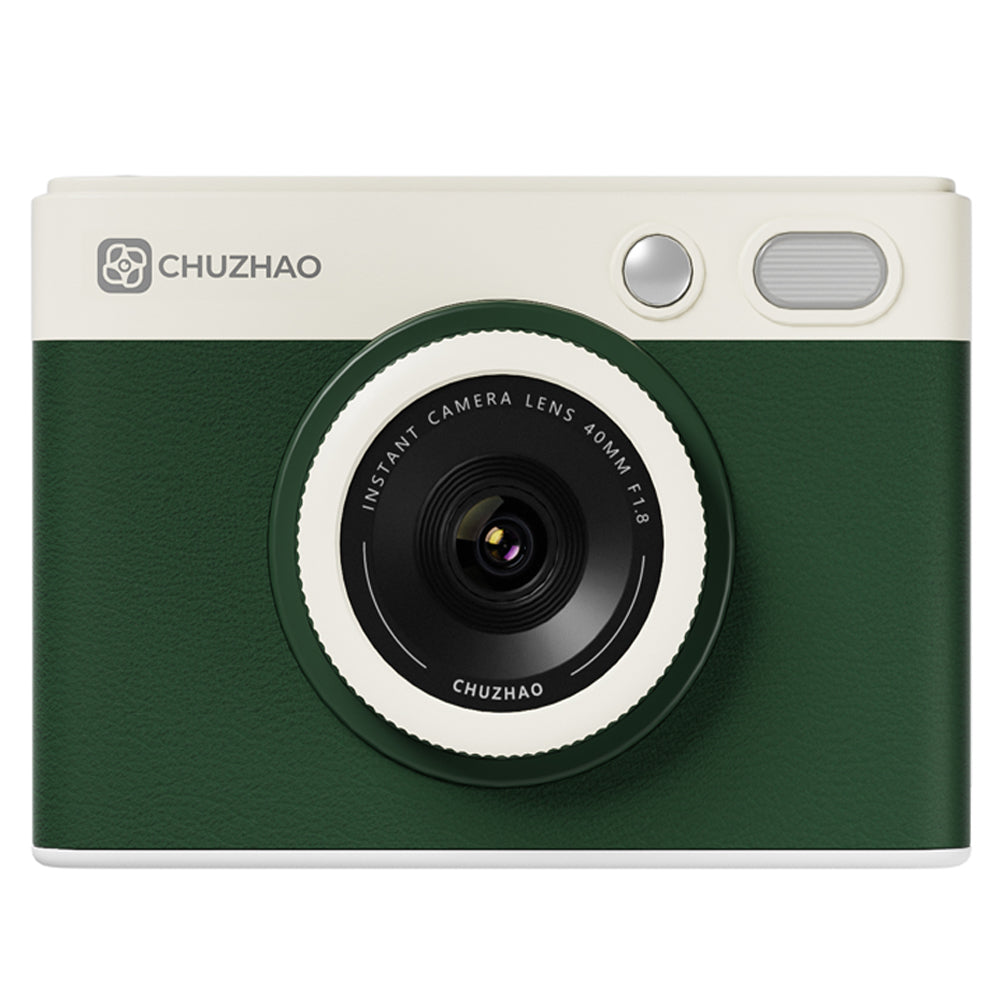 Chuzhao Instant Print Camera and Photo Printer (D1-P) with 10 Film Sheets, 2.1" x 3.2" Size, 1.54" IPS HD Screen, 4PASS Print Technology, Max 64GB MicroSD Card Slot, Mobile Smartphone Printing App Support | Black, Green