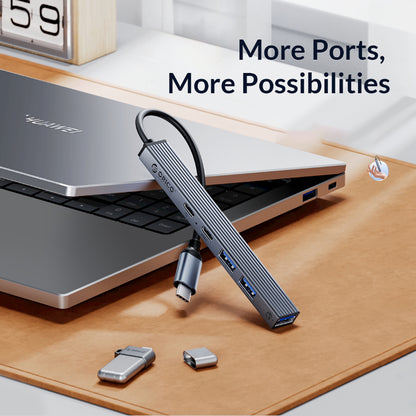 [CLEARANCE] ORICO 5-Port USB-C Hub with PD 60W, USB-A 2.0, and USB-A 3.0 for Windows Mac OS Linux PC Computer Desktop Laptop | BHC2-5P