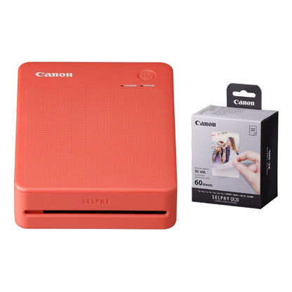 Canon SELPHY QX20 Portable Wi-Fi Photo Printer Starter Kit with XC-20L / XC-60L Ink & Sticker Photo Paper Set