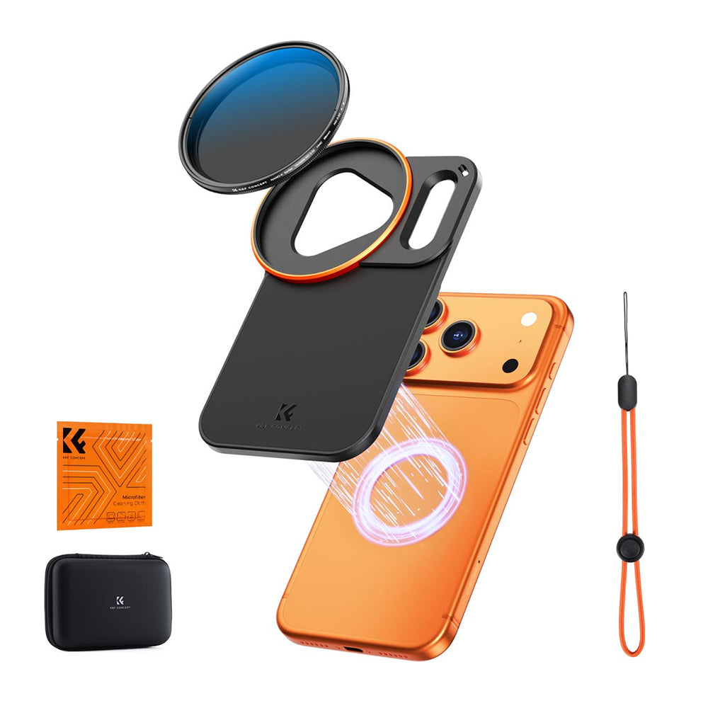K&F Concept iP 17 Pro / Pro Max Double-Sided Magnetic Lens Filter Mount Adapter w/ 58mm ND 2-32 VN / CPL Filter