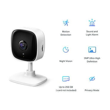 TP-Link Tapo C110 3MP Home Security Wi-Fi Camera Easy Setup with Night Vision, Two-Way Audio, Precise Motion Detection and Alarm System, Google Assistant and Amazon Alexa Voice Control - TPLINK TP LINK Wifi IP CCTV Surveillance Camera