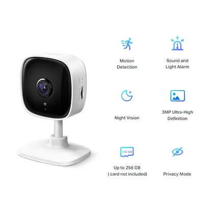 TP-Link Tapo C110 3MP Home Security Wi-Fi Camera Easy Setup with Night Vision, Two-Way Audio, Precise Motion Detection and Alarm System, Google Assistant and Amazon Alexa Voice Control - TPLINK TP LINK Wifi IP CCTV Surveillance Camera