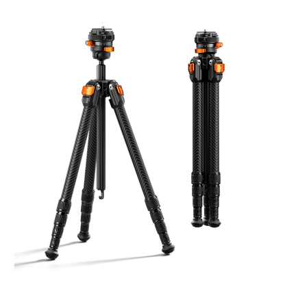 K&F Concept 152cm Carbon Fiber Travel Camera Tripod 6kg Max Load, 360° Panoramic, Twist Lock Legs