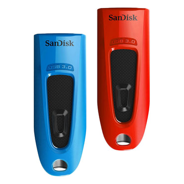 SanDisk Ultra Multi Region USB 3.0 Flash Drive with 130mb/s Read Speed (Black, Blue, Red) (Available in 16GB, 32GB, 64GB, 128GB, 256GB)