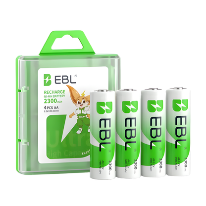 EBL LN-8111 Home Basic 1.2V AA 2300mAh NiMH Nickel Metal Hydride Rechargeable Batteries with Included Storage Case for Portable and Emergency Electronics (Pack of 4)