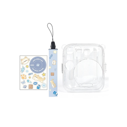 Pikxi Fujifilm Instax Mini 13 Transparent Clear Camera Case w/ Photo Pocket, Strap, & Stickers