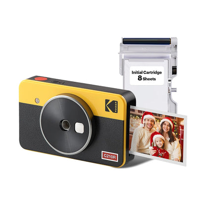 KODAK Mini Shot 2 RETRO 2 in 1 Instant Camera and Photo Printer with 68 Film Sheets Bundle Kit and Accessories 2.1" x 3.4" Prints, 1.77" LCD Display, 4PASS Print Technology, Bluetooth Printing via Mobile Smartphone App (C210R) | Yellow, White
