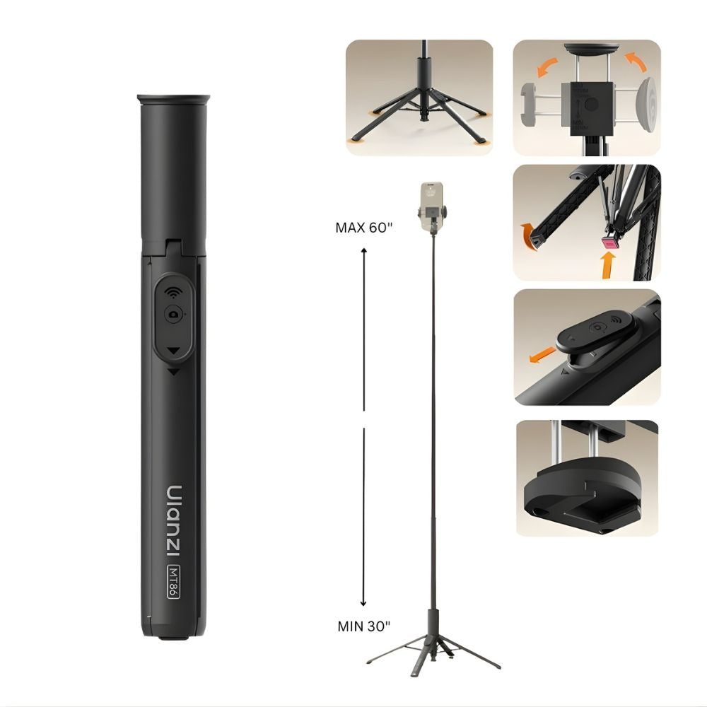 Ulanzi Automatic Snap Phone Tripod Selfie Stick w/ MagSafe/Universal Mount 10M Bluetooth Remote