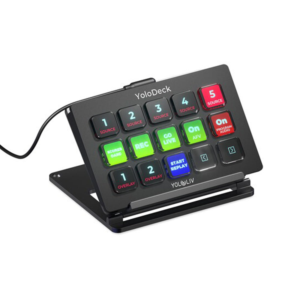 Yololiv YoloDeck Control Panel USB Type-C YoloBox Ultra / Pro Controller with 15 Customizable LCD Keys Buttons, Custom Drag & Drop Interface for Studio Production