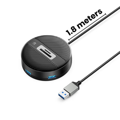 [CLEARANCE] ORICO YS5-U3 (0.3m) 4-Port USB 3.0 USB-A Desktop Hub Card Reader 10W with 5Gbps Transmission Rate, 5Gbps USB-A 3.0 Output, SD / TF Memory Card Slot for Windows 8/10, macOS, Linux, PC, Laptop, Desktop Computer