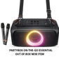 JBL PartyBox On The Go Essential with 2 Wireless Microphones 100W Splash Proof Portable Bluetooth Speaker with Build-In Light Show, 6 hours Music Playtime, Mic & Guitar Jack Audio Inputs for Karaoke Party