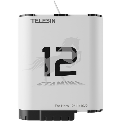 TELESIN 1720mAh Rechargeable Stamina Battery for GoPro HERO 12/11/10/9 Black Action Cameras