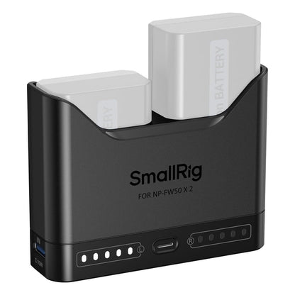 SmallRig Dual Bay Camera Battery Charger with LED Display & USB-C Fast Charging