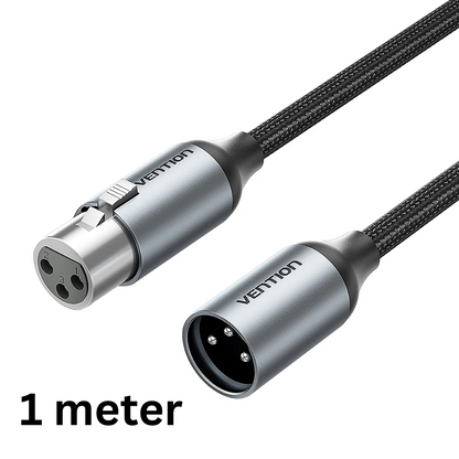 Vention 5m 3m 1m XLR Male to Female Microphone Audio Cable with Nickel-Plated Connectors, Multi-Layer Shielding, Aluminum Alloy Shell and Cotton Braided Jacket for Speaker, Mixers, Amplifiers, Sound Card, and More