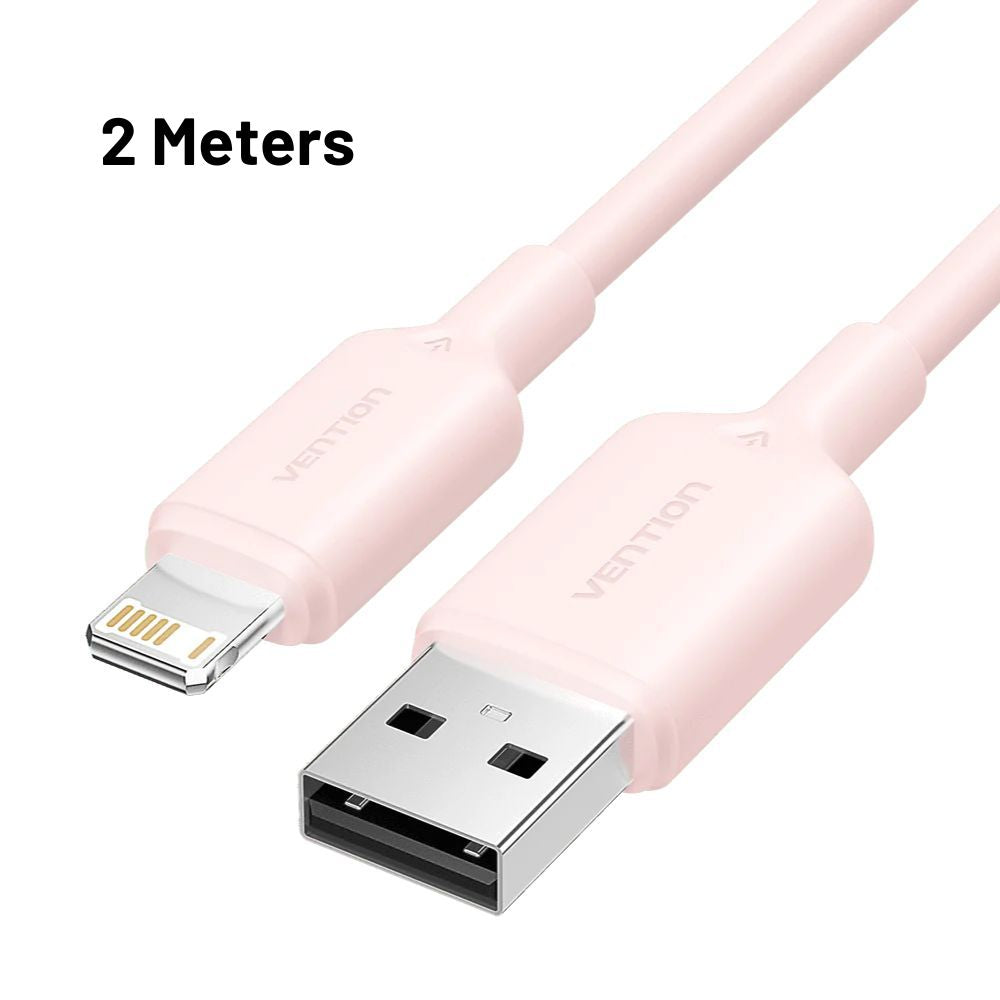 Vention 1M / 2M USB 2.0 Type-A Male to Lightning Male Fast Charging 2.4A Cable with High-Speed 480Mbps Transfer Speed - Blue / Pink / White