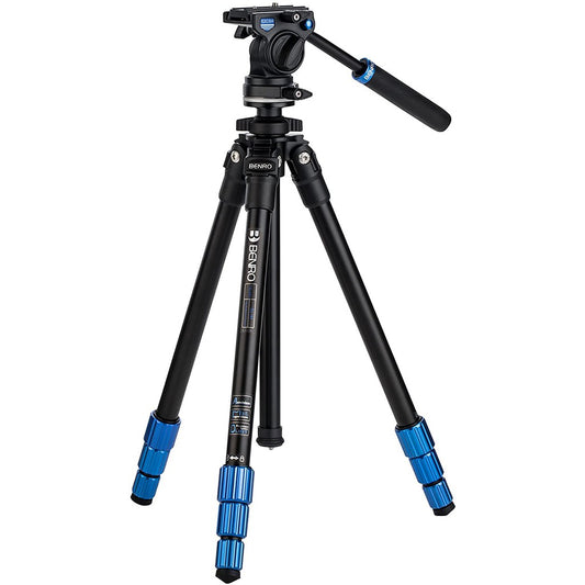 Benro TSL08AS2CSH Slim Aluminum Video Tripod Kit 4-Section with S2P Head 5.5 lbs Capacity