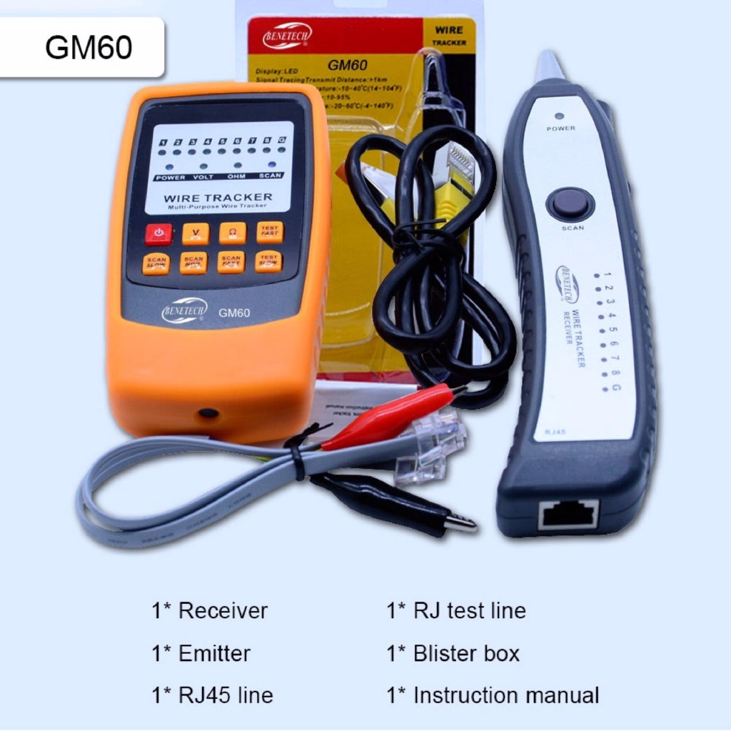 [CLEARANCE] Benetech GM60 RJ45 RJ11 Telephone Wire Tracker Network Cable Tool Kit Tester Detector Line Finder