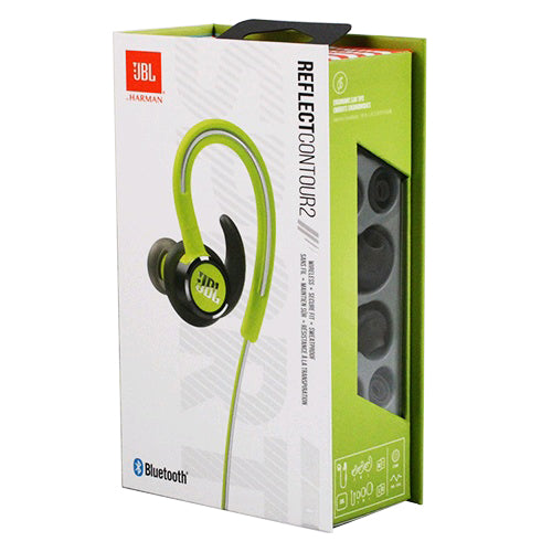 JBL Reflect Contour Wireless Bluetooth Sports Earphones with IPX5 Water Resistance, 10 Hr Total Playtime, and Ergonomic Interchangeable Ear Tips (Blue, Green, White)
