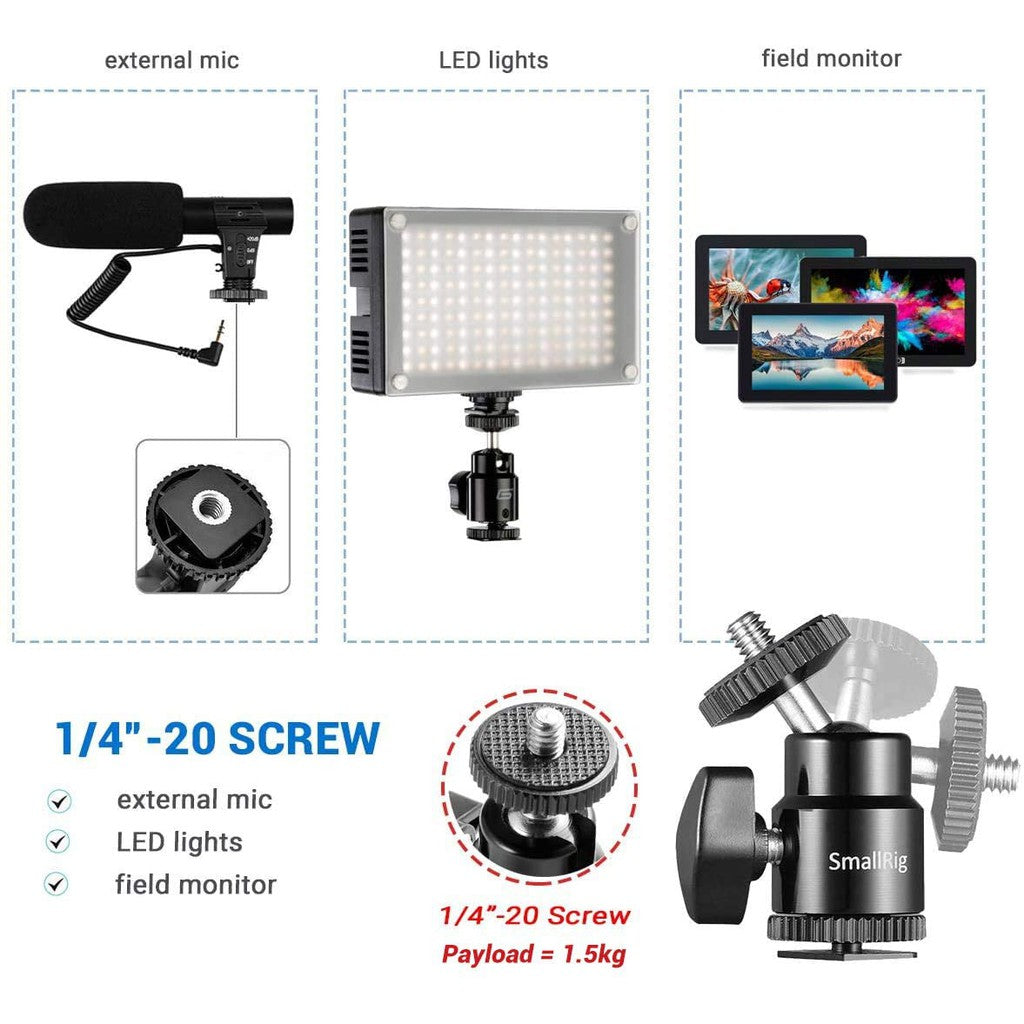 SmallRig Lightweight Aluminum Super Clamp Mount with 1/4Inch Screw Ball Head Mount 1124