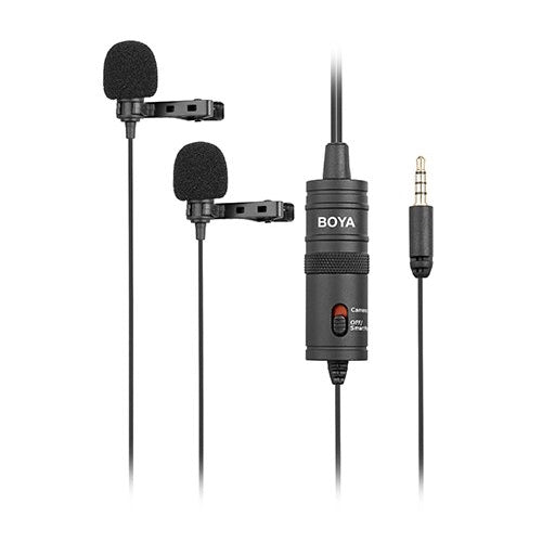 [CLEARANCE] Boya BY-M1DM Dual Lavalier Microphone for Smartphones, DSLR Cameras, Audio Recorders, PC ideal for Vlog, Youtube, Streaming M1DM
