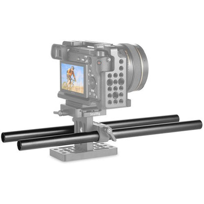 SmallRig 2pcs 30cm Black Aluminum Alloy 15mm Rod with M12 Threaded Ends 1053