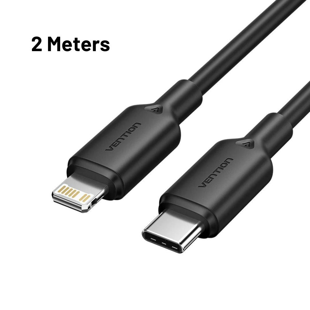 Vention 1M / 2M 27W USB 2.0 Type-C Male to Lightning Male PD Fast Charging Data 3A Cable with High-Speed 480Mbps Transfer Speed for iPhone, iPad, iPod Touch - Black, White, Pink, Blue