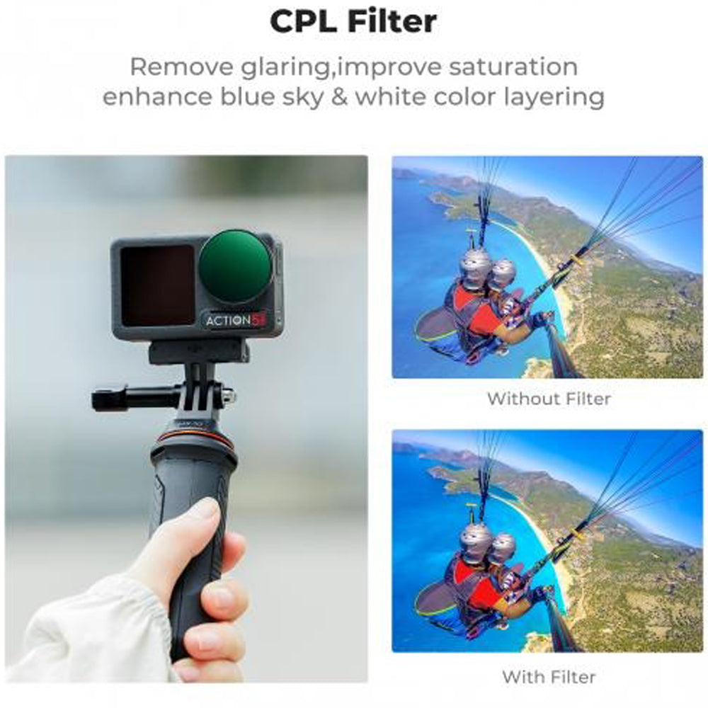 K&F Concept Nano-X Series 2 in 1 Hybrid ND8 / 16 / 32 / 64 / 256 / 1000 + CPL Neutral Density Circular Polarizing Lens Filter Kit Set for DJI Osmo Action 4 5 PRO Action Sports Camera w/ 3-10 Stops, Anti Glare, Multi Layer Coated AGC Glass
