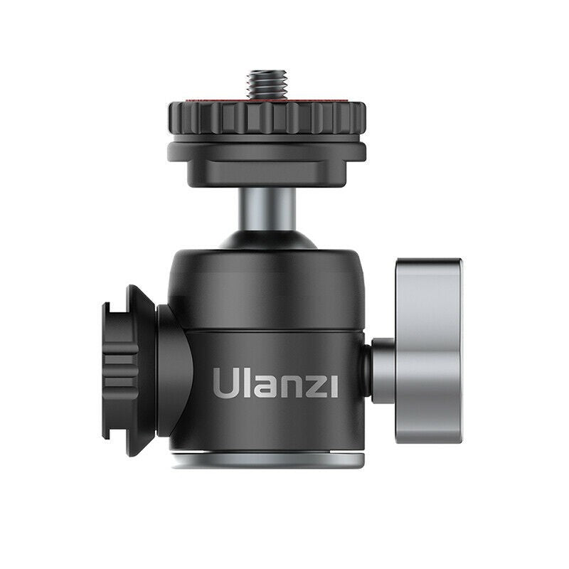 Ulanzi U-60 Mini Aluminum Tripod Ball Head with Dual Cold Shoe Mount Bracket 360 Degree Rotatable Base