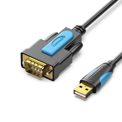 Vention USB to RS32 Serial Converter Cable with Gold Plated Male to Male Connectors for Computer Laptop Cash Register Barcode Scanner Label Printer Modem