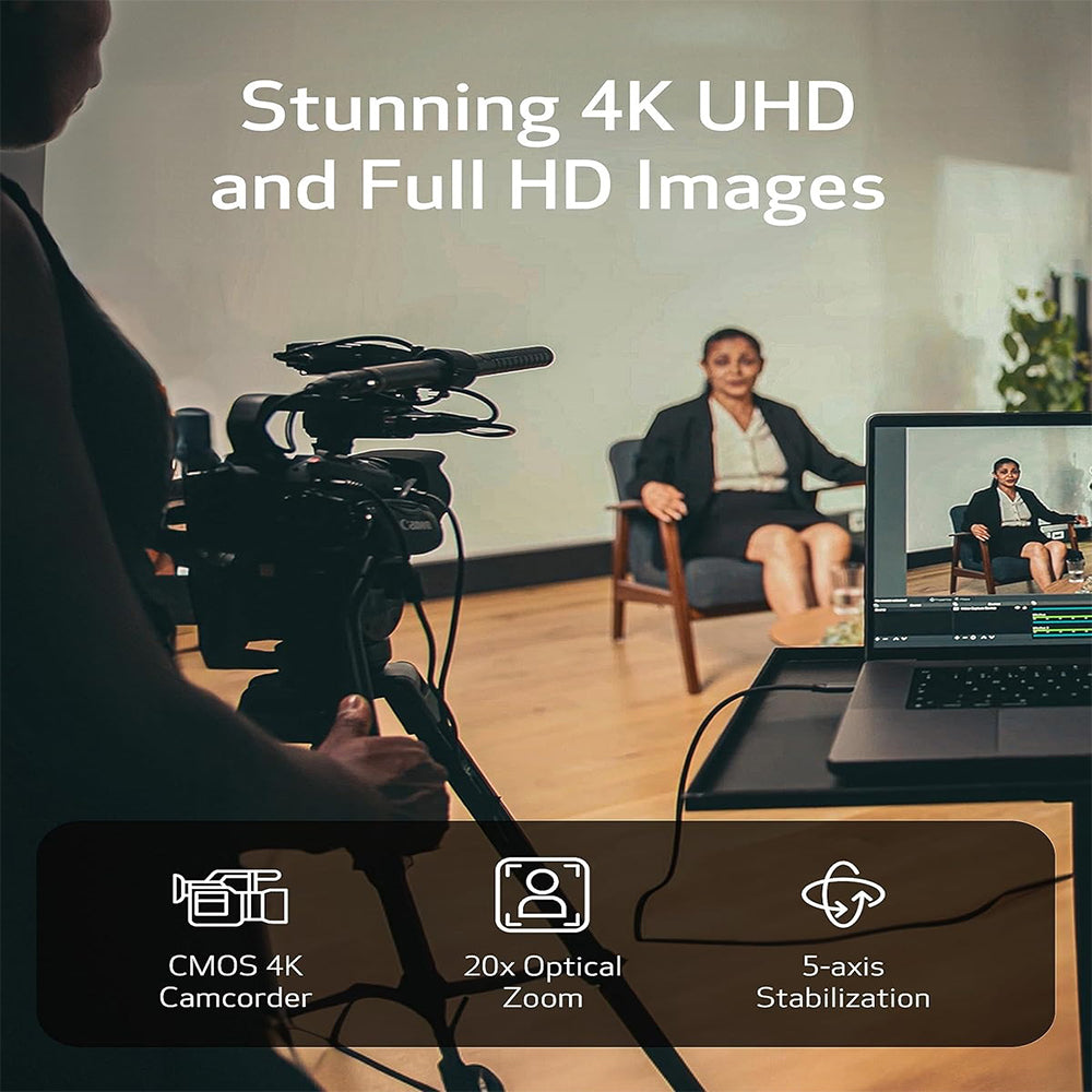 Canon XA60 Professiol Compact 4K UHD Camcorder with 20x Optical Zoom Lens Video Camera - 1/2.3" CMOS Sensor, DIGIC DV6, XLR Audio Termils, 5-Axis Stabilization, Hybrid Auto Focus, and UVC for Live Streaming, Recording, Broadcast