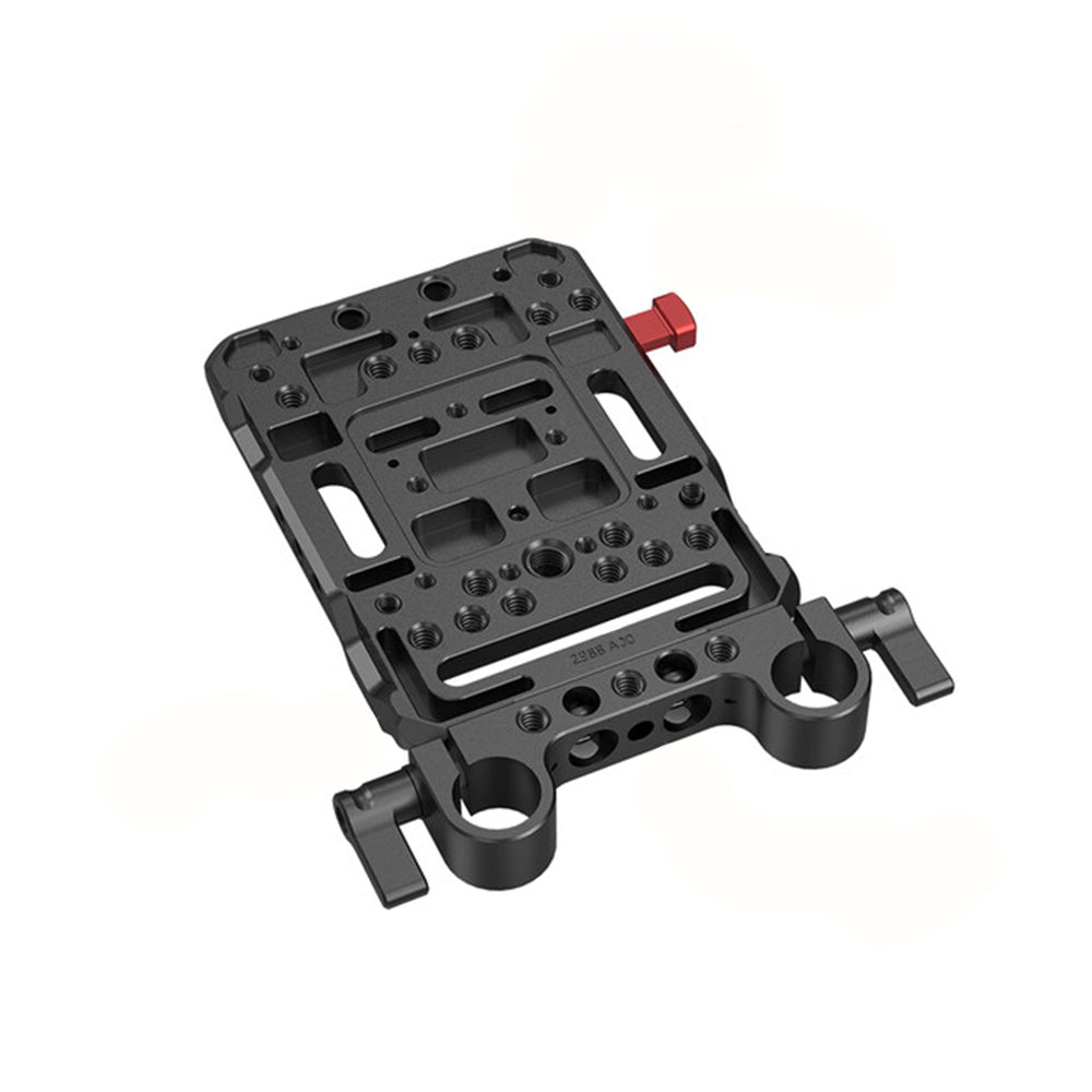 SmallRig Lightweight Aluminum V-Lock Camera Battery Plate with 15mm LWS Rod Clamp Bracket and Locking Levers, 1/4"-20, M3, M4 & Arri-Style Threads and Quick Release Locking Mount 3016