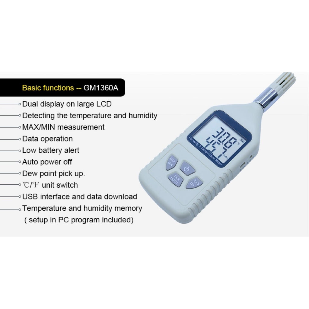 Benetech GM1360A Industrial Humidity & Temperature Meter Humidity Thermometer