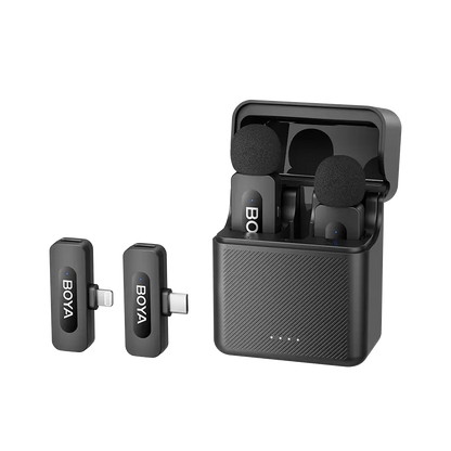 BOYA BY-V3 Series 2.4 GHz Dual-Channel Wireless Lavalier Microphone with Noise Cancellation, 36-Hours Battery Life for Smartphone, iPhone, Android, DSLR Mirrorless Camera, Vlogging for Live Streaming & Video Content Creation