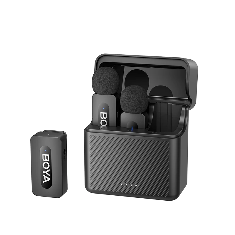 BOYA BY-V3 Series 2.4 GHz Dual-Channel Wireless Lavalier Microphone with Noise Cancellation, 36-Hours Battery Life for Smartphone, iPhone, Android, DSLR Mirrorless Camera, Vlogging for Live Streaming & Video Content Creation