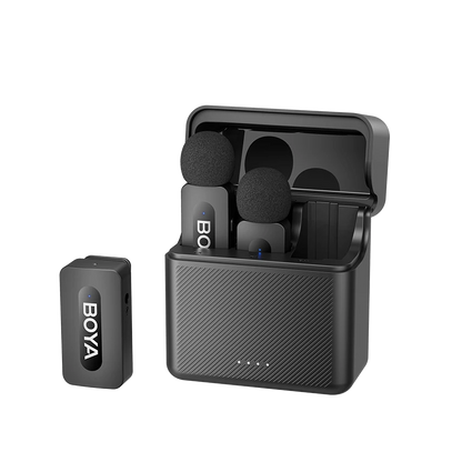 BOYA BY-V3 Series 2.4 GHz Dual-Channel Wireless Lavalier Microphone with Noise Cancellation, 36-Hours Battery Life for Smartphone, iPhone, Android, DSLR Mirrorless Camera, Vlogging for Live Streaming & Video Content Creation