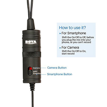 Boya BY-M1DM Dual Lavalier Microphone for Smartphones, DSLR Cameras, Audio Recorders, PC ideal for Vlog, Youtube, Streaming M1DM