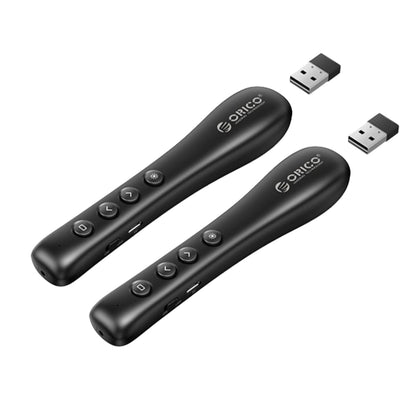 [CLEARANCE] ORICO 2.4GHz Wireless Presentation Remote Clicker w/ Built-in Battery, 50m Control Range, 3R Class Laser, 360° Directiol Point, Magnetic USB Receiver for Windows, macOS, Linux, Android, Conference Presentation (Black, White)
