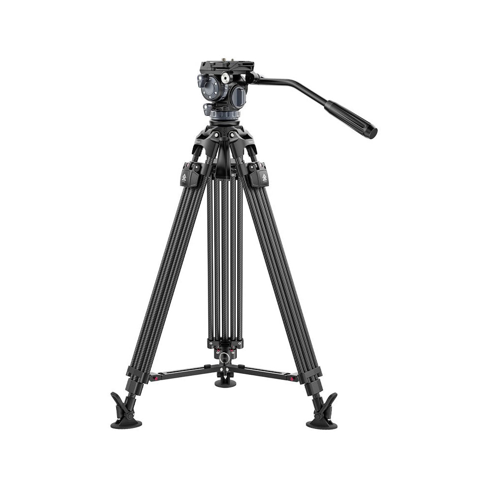 Ulanzi VideoFast Heavy-Duty Tripod with Fluid Head & Manfrotto Quick Release Plate - Carbon Fiber/Aluminum Legs, 360° Panning, +90°/-45° Tilting, 164cm Max Height, 25kg Load Capacity for Digital Cameras & Video Camcorders