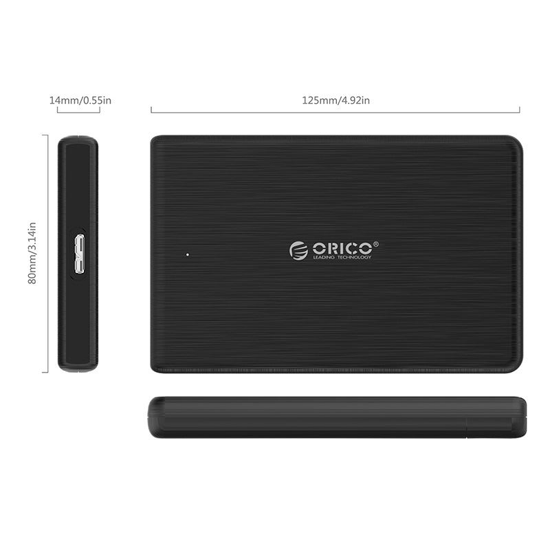 ORICO 2.5 inch SATA to USB HDD/SSD Hard Drive Enclosure Tool-Free with 5Gbps Fast Transmission Rate, (0.5m) Micro-B to USB-A Data Cable, 6TB Max. Disk Capacity, Water Resistant for Windows, macOS, Linux, PC, Laptop, TV, PS5 | 2189U3-V1