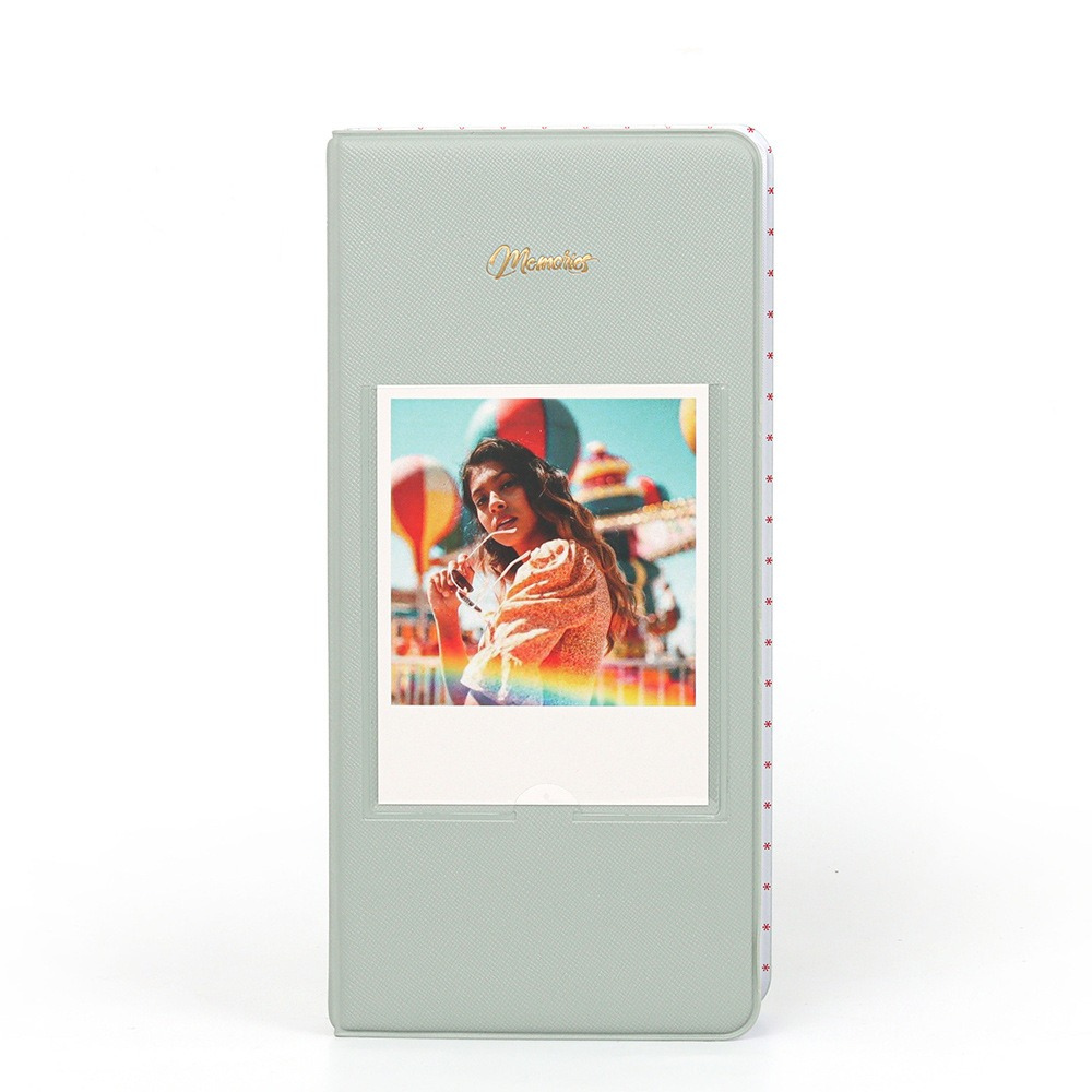 Pikxi 64 Pockets 16 Pages PU Leather Material Slim Photo Album for FUJIFILM Instax Wide Instant Film Camera | Green