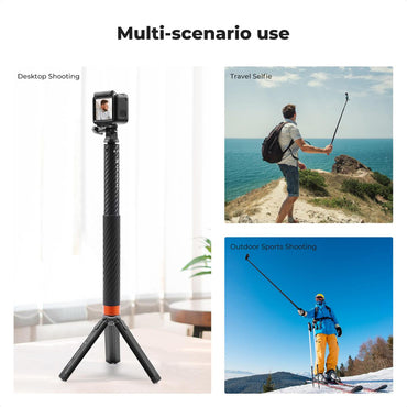 K&F Concept MS22 127cm / 50 inch Adjustable Extension Carbon Pole Invisible Selfie Stick Monopod with Wrist Strap for Insta360, GoPro, DJI Osmo Action Camera & Mobile Phone Holder