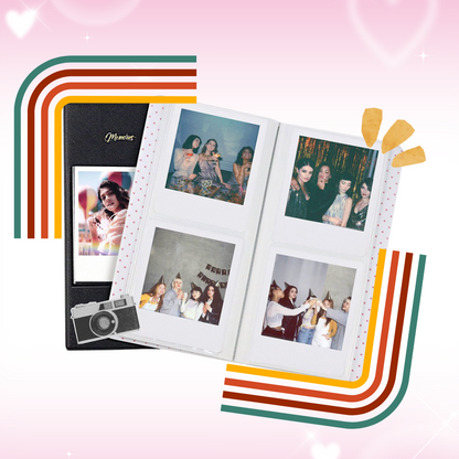 Pikxi 64 Pockets 16 Pages PU Leather Material Slim Photo Album for FUJIFILM Instax Wide Instant Film Camera | Green