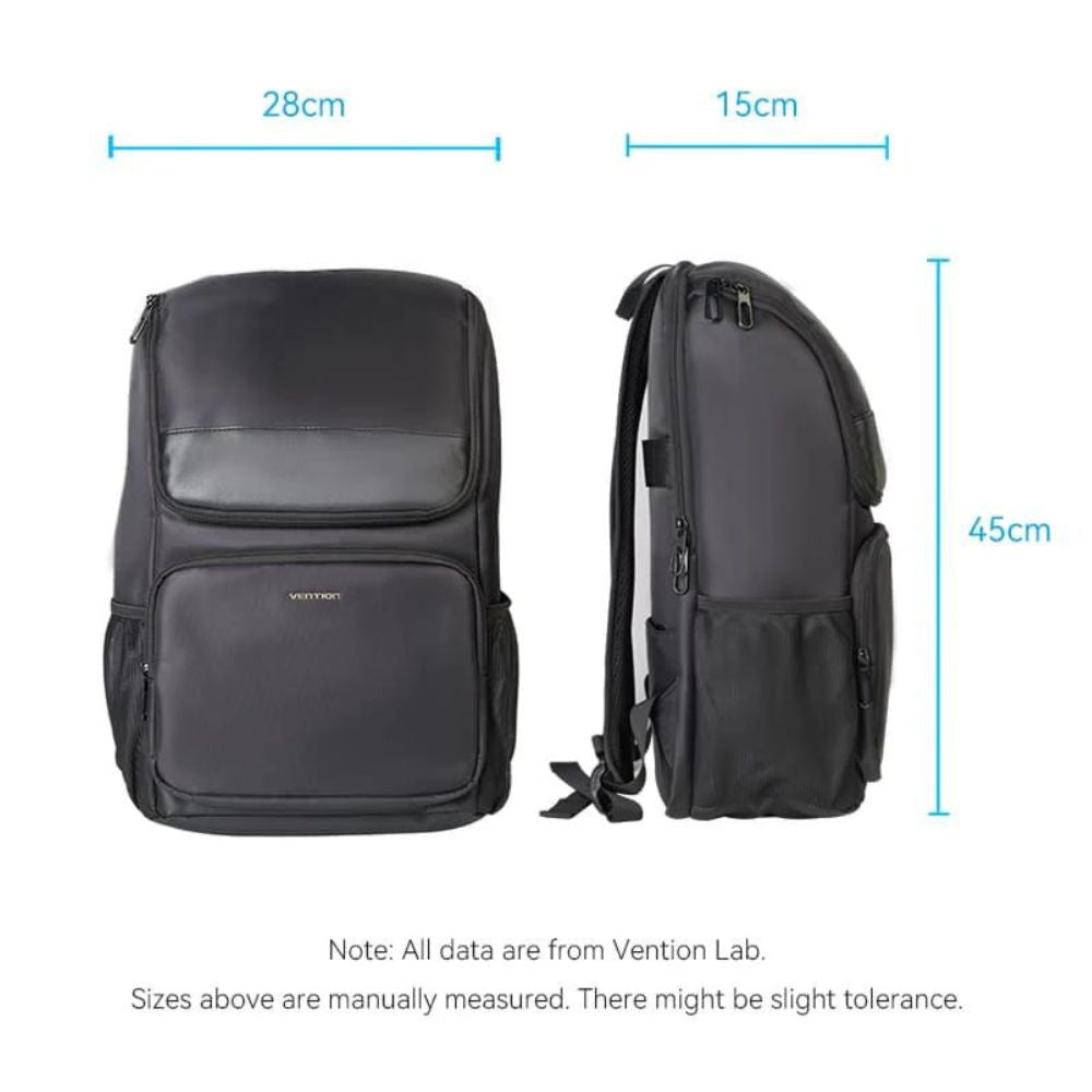 Vention Water-Repellent Laptop Backpack with 15.6" Laptop Compartment, Interior Zipper Pocket. Interior Mesh Pocket, Right Side Pocket, Right Front Pocket, Back Anti-Theft Zipper Pocket, Two Side Pocket | KROB0