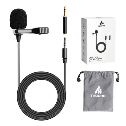 Maono AU-402L Cost-Effective Multipurpose Lavalier Microphone 3.5mm Jack Smartphone Tablet Laptop PS4 or Skype,YouTube, Recording, Podcasting and Webir